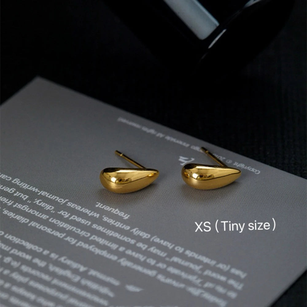 10-31mm Stainless Steel Vintage Chunky Water Drop Earrings For Women Gold Plated Thick Earring Statement Wedding Jewelry Gifts